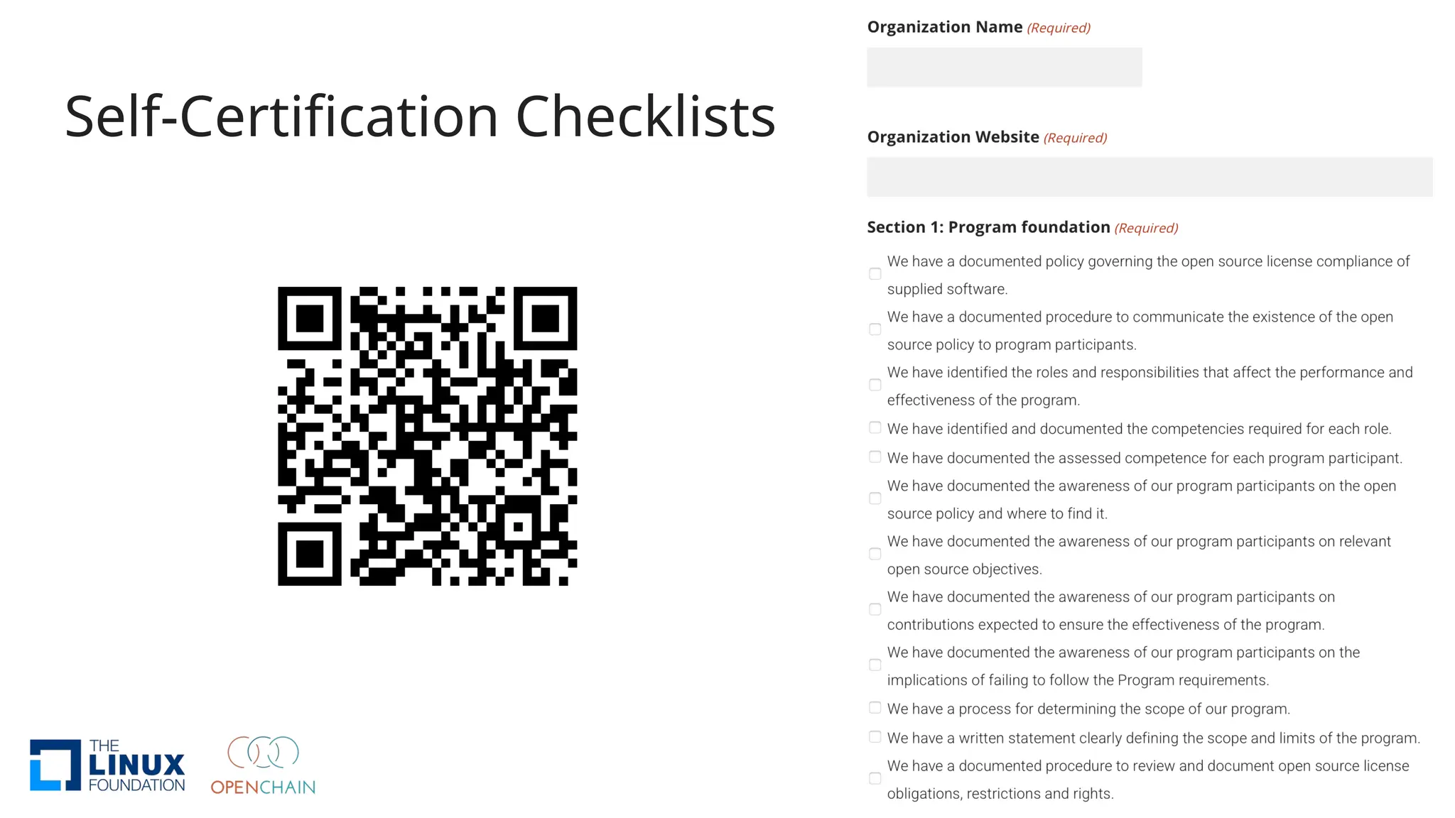 Self-Certification Checklists
 
