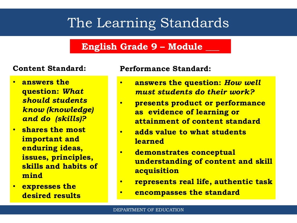 Standards based assessment