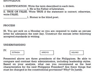 Adapted From the Work and Wisdom of Grant Wiggins & Jay McTighe, UBD 08/2002
HOW DOES A TEST LOOK
LIKE?
 