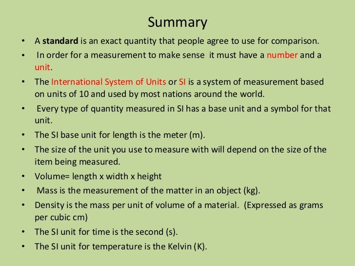Standards Of Measurement