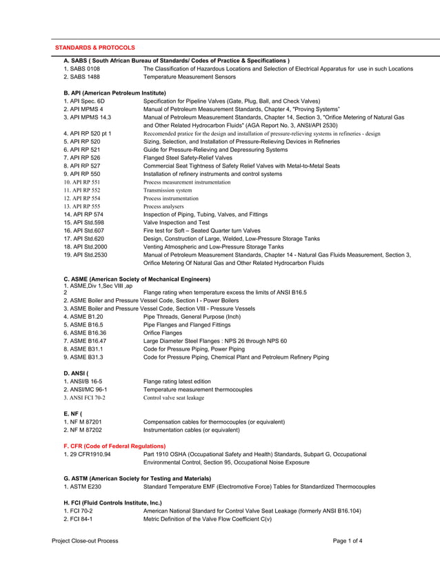 Standards and protocols instrumentation ( typical)