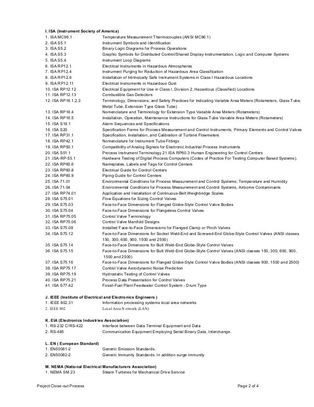 Standards and protocols instrumentation ( typical)