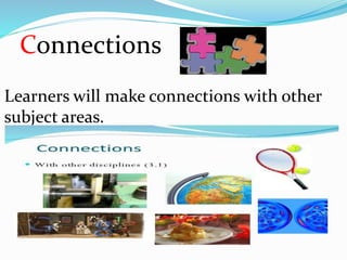 Connections
Learners will make connections with other
subject areas.
 