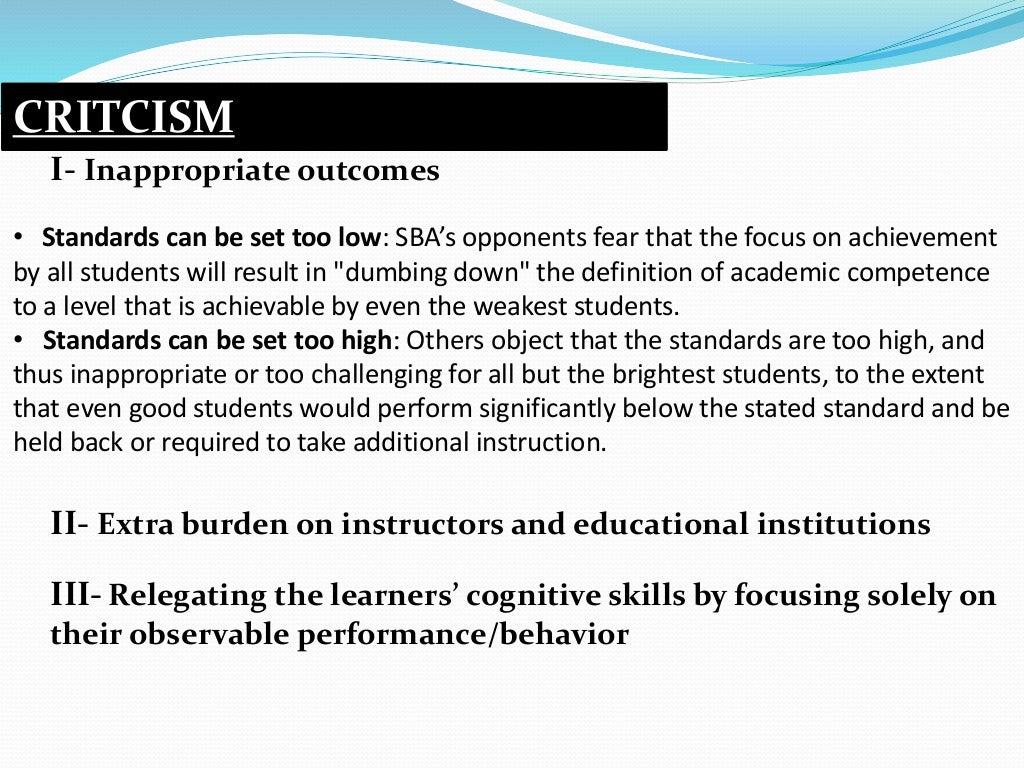 Standards based approach