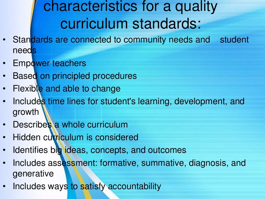 Standards based curriculum