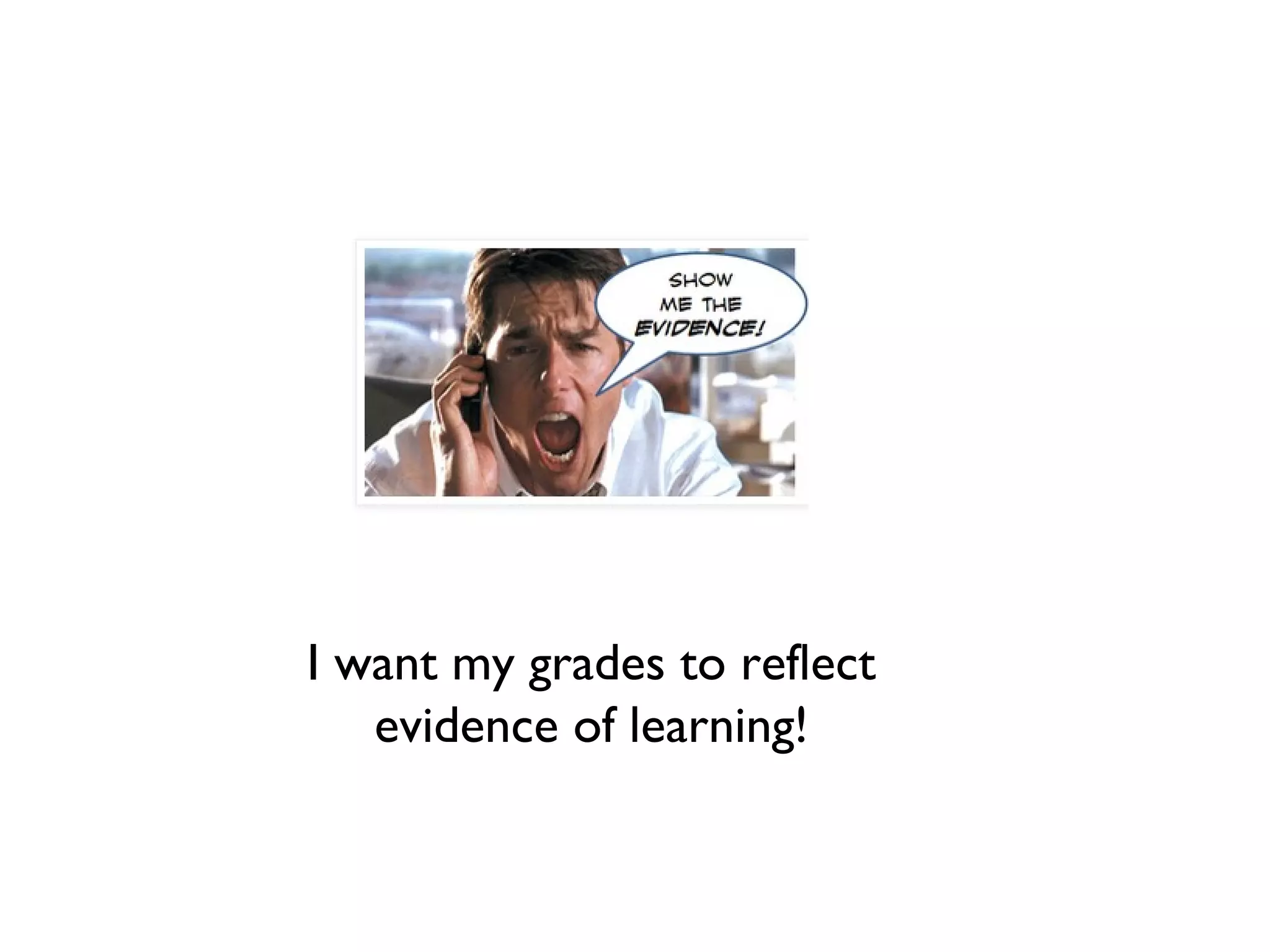 I want my grades to reflect
evidence of learning!
 