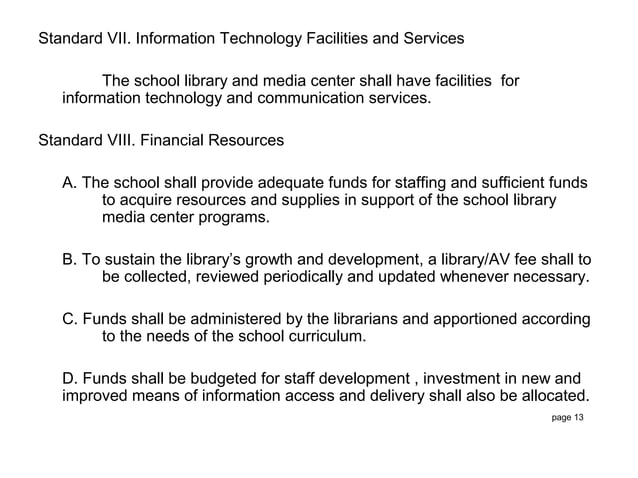 Standards for philippine libraries school library media centers | PPT ...