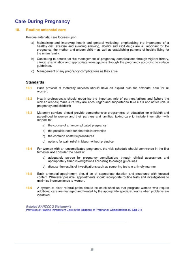 Standards in maternity care (c obs 41) review mar 14