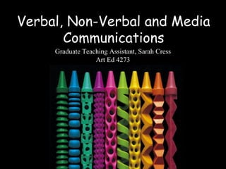 Verbal, Non-Verbal and Media
Communications
Graduate Teaching Assistant, Sarah Cress
Art Ed 4273
 