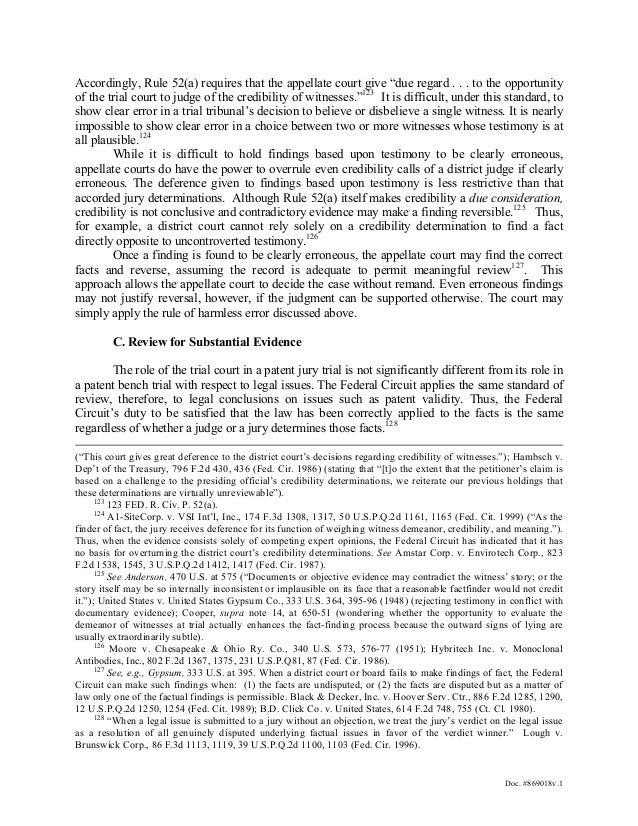 Standards of appellate review in the federal circuit substance and