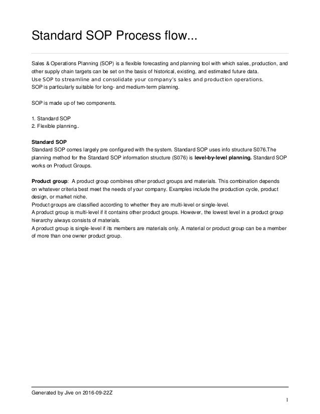 SAP SOP process flow for production process