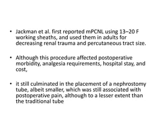 Standard versus tubeless mini percutaneous nephrolithotomy | PPTX