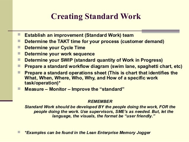 Standard Work Chart Example