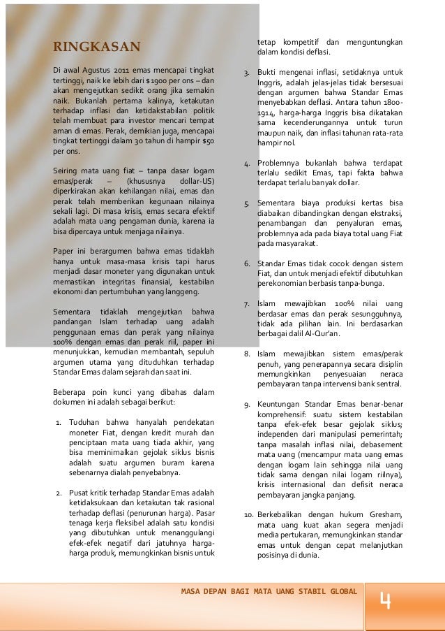 Standar Emas Masa Depan Bagi Mata Uang Stabil Global