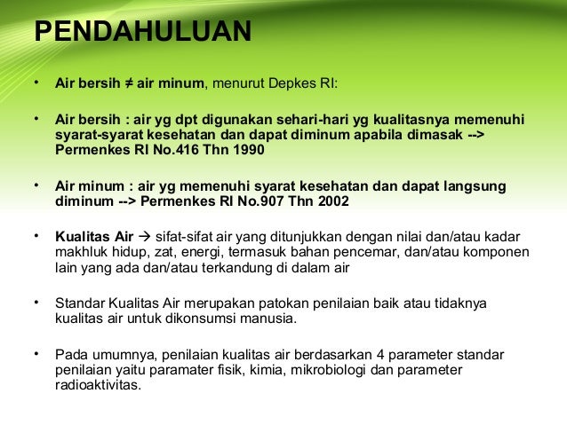 Standar Kualitas Air Bersih
