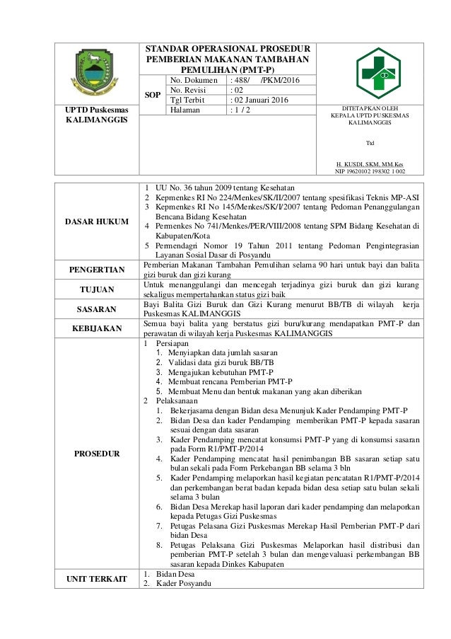 Standar operasional prosedur pmt p