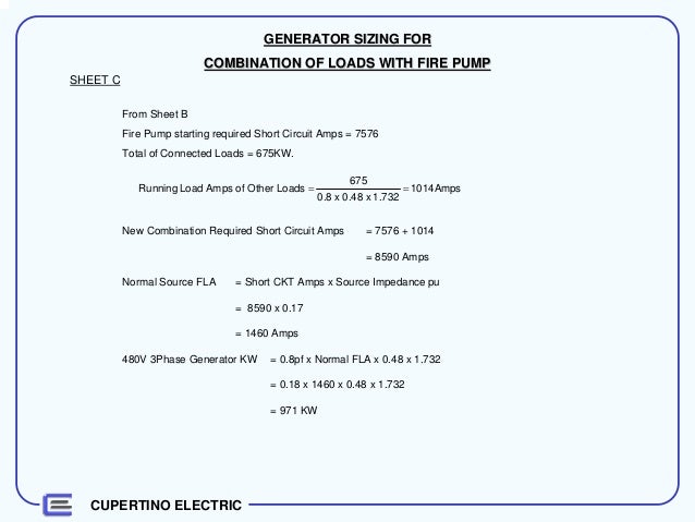 standby systems generator load calculation sheet