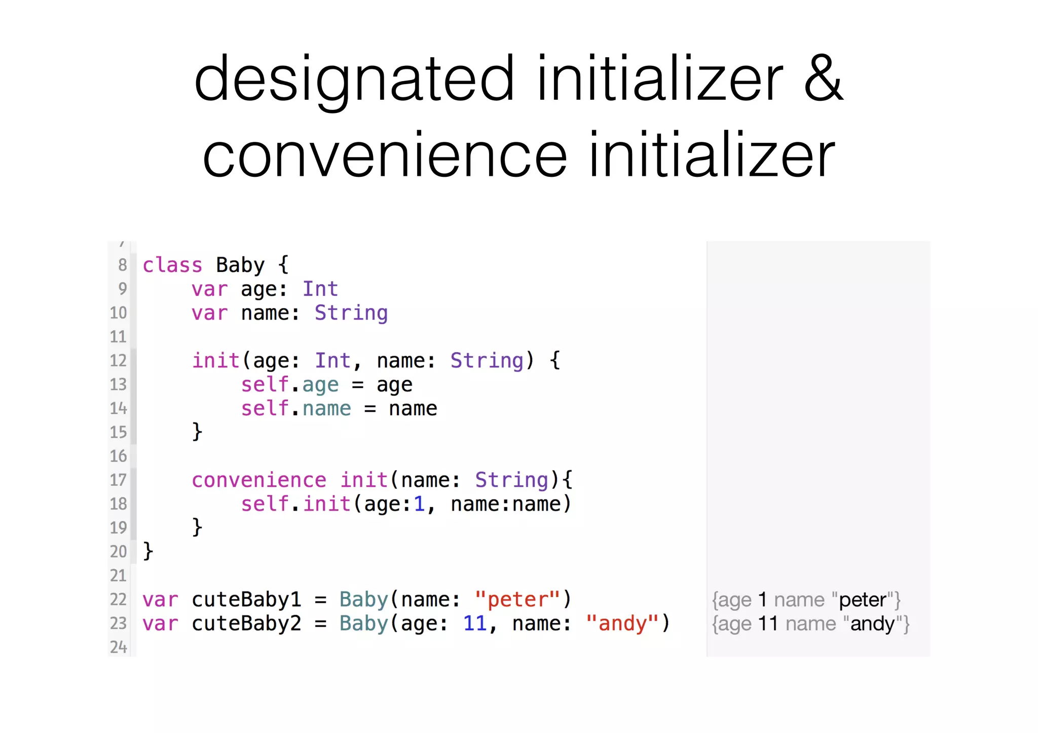 designated initializer &
convenience initializer
 