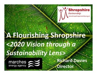 A Flourishing Shropshire
<2020 Vision through a
Sustainability Lens>
                Richard Davies
                Director
 