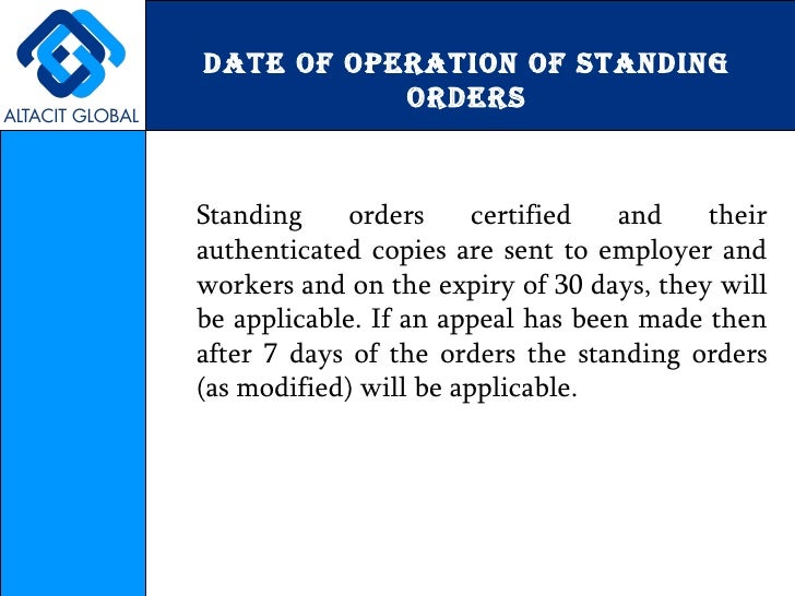 Standing orders