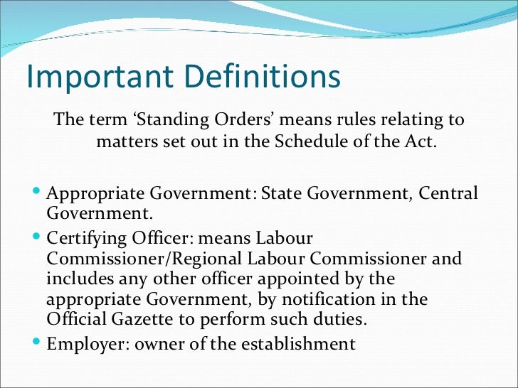 Standing orders