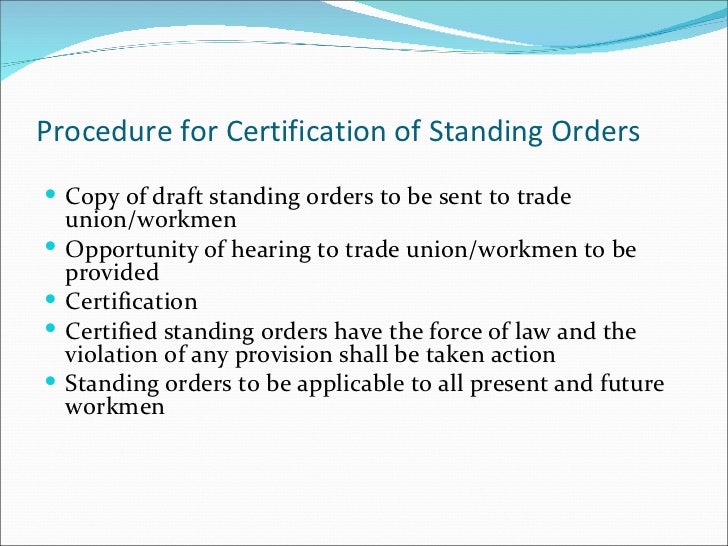 Standing orders