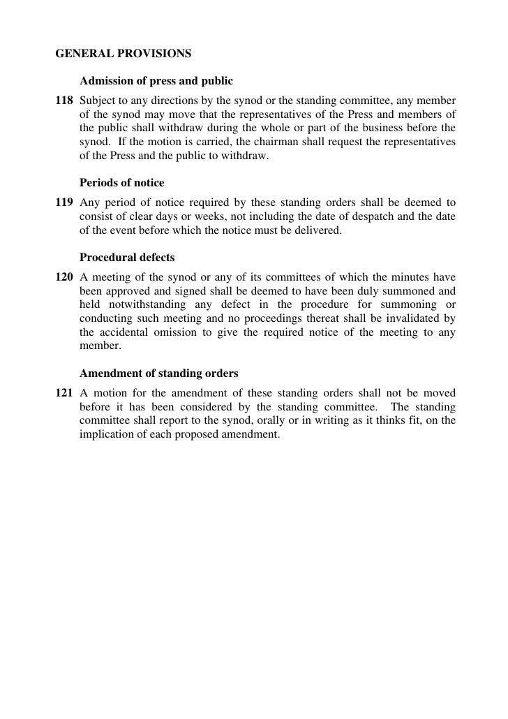 Standing orders