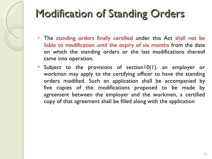 Standing orders act, 1946