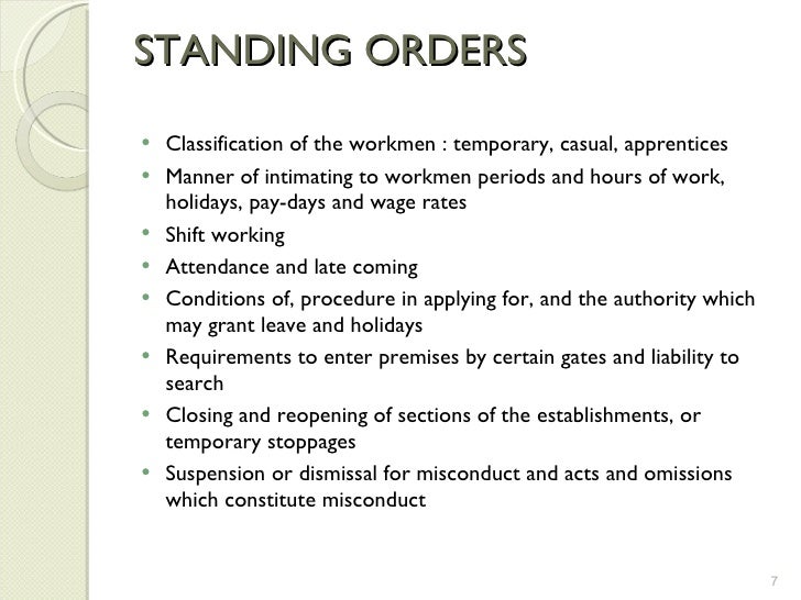 Standing orders act, 1946