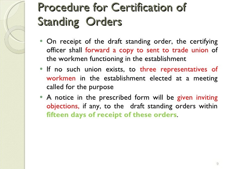 Standing orders act, 1946