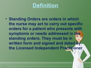 Standing orders in obstetrics | PPT