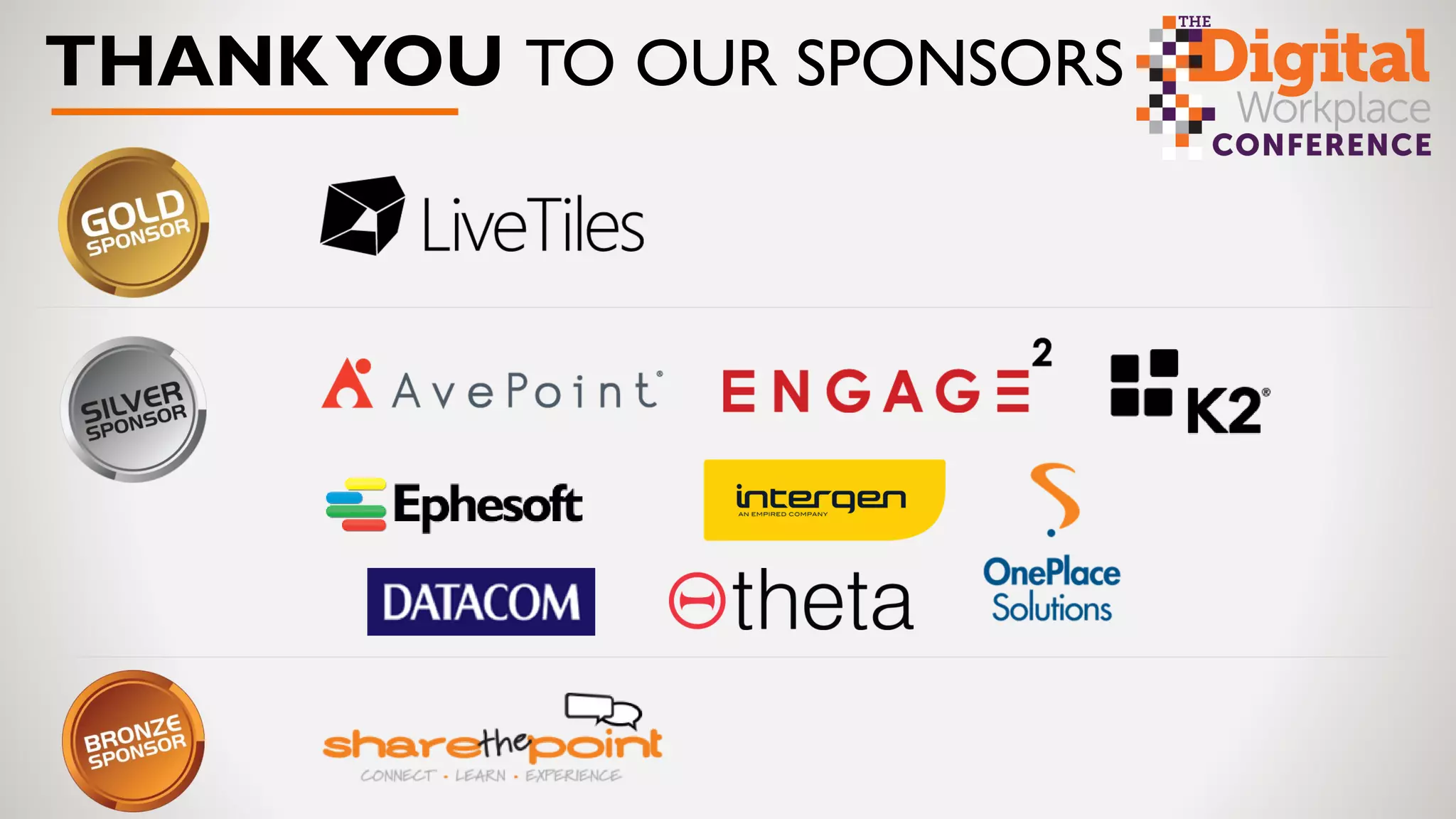 THANKYOU TO OUR SPONSORS
 