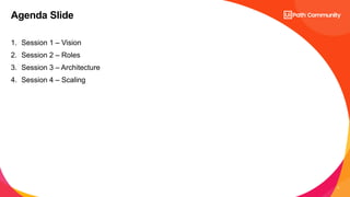 Session Rols What is an RPA CoE? Session 2 – CoE Roles | PDF