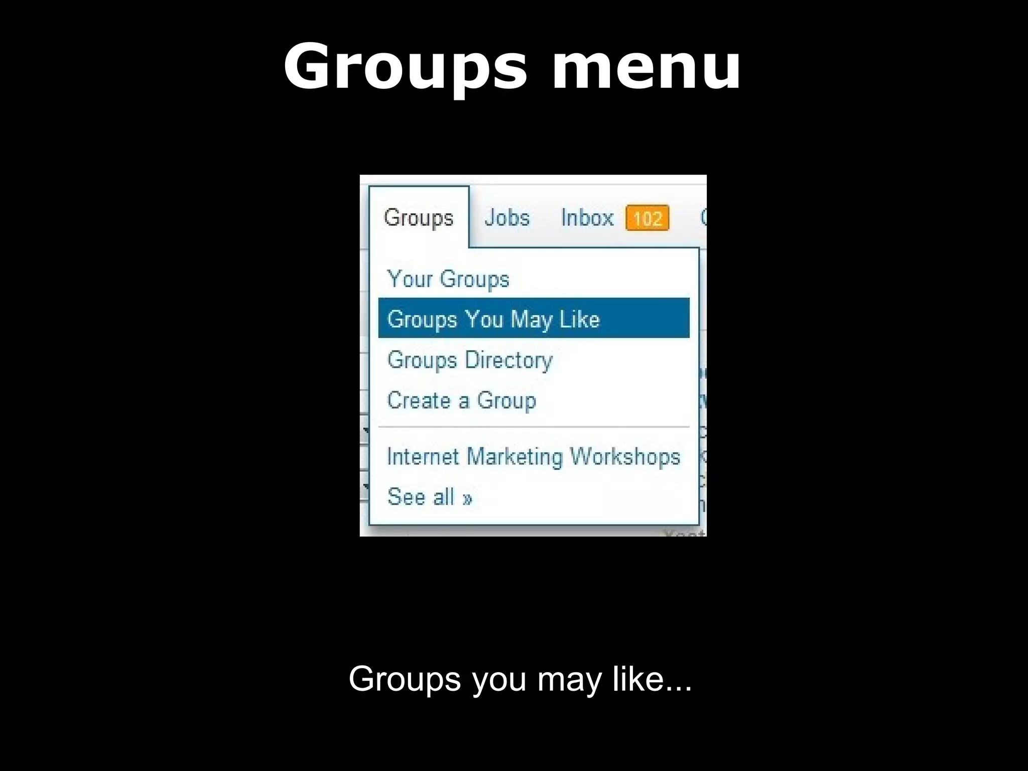 Groups menu

Groups you may like...

 