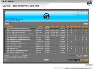 Custom Tools:  MinerProMedia.com MinerPro :: Capabilities Presentation, Stand-Up 
