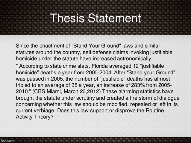 stand your ground essay Stand your ground rule julio martinez itt technical institute mr horne abstract a stands your ground law states that a person may use deadly force in self-defense without the duty to retreat when faced with a reasonable perceived threat. stand your ground essay Stand your ground rule julio martinez itt technical institute mr horne abstract a stands your ground law states that a person may use deadly force in self-defense without the duty to retreat when faced with a reasonable perceived threat.