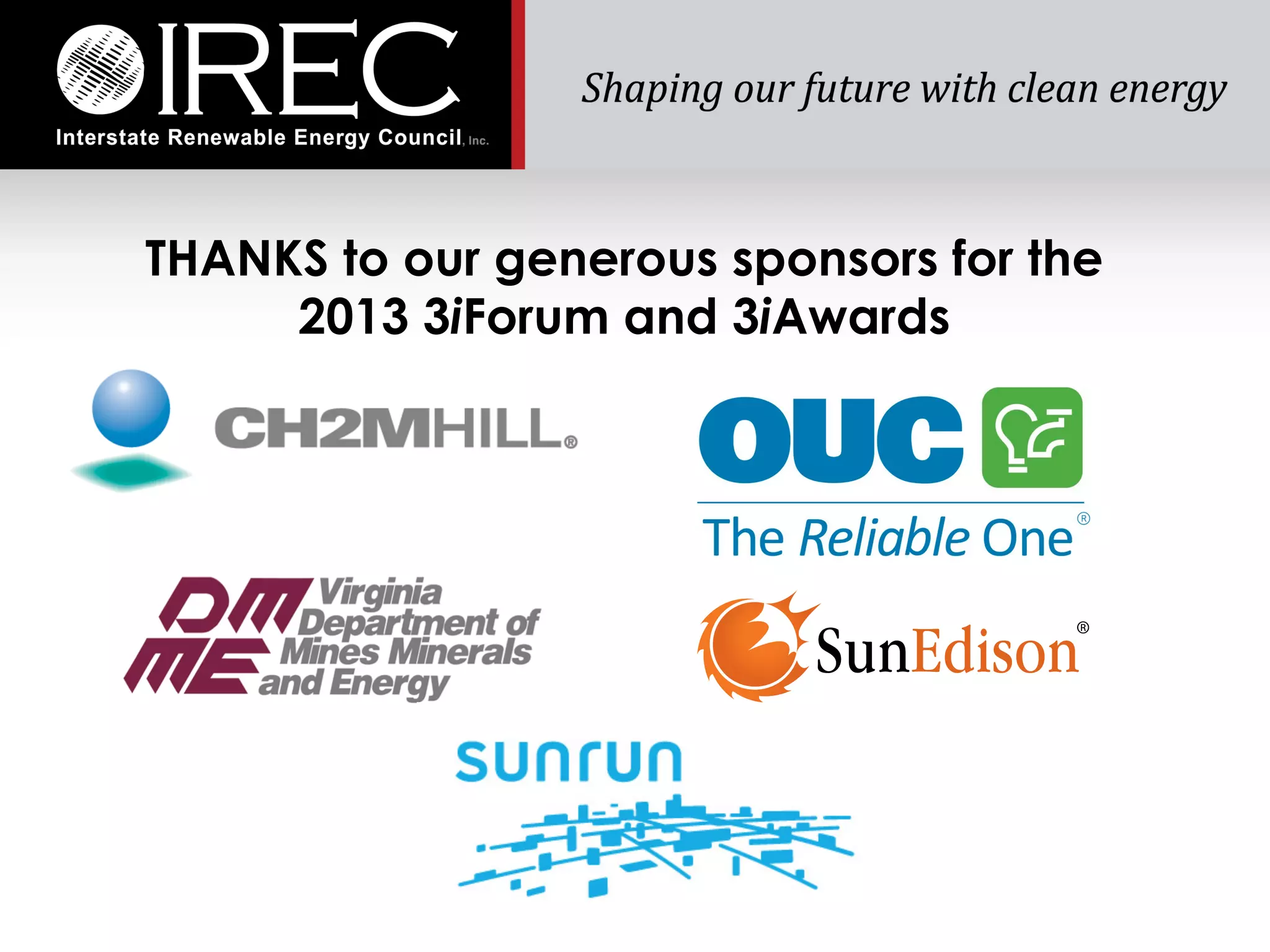 THANKS to our generous sponsors for the
2013 3iForum and 3iAwards

 