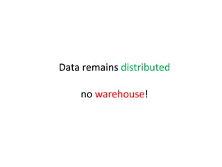 Data remains distributed<br />no warehouse!<br />