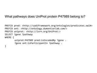 What pathways does UniProt protein P47989 belong to?<br />PREFIX pred: <http://sadiframework.org/ontologies/predicates.owl...