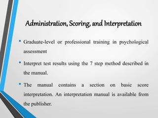 Bennett's 5 Inference Stanford binet intelligence scale- fifth edition | PPTX