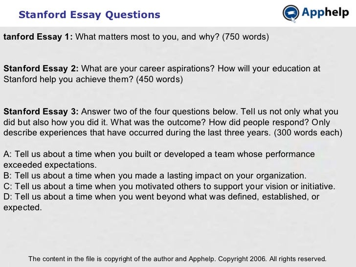 essay prompts for stanford