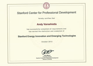 Stanford University Energy Innovation and Emerging Technologies Certificate