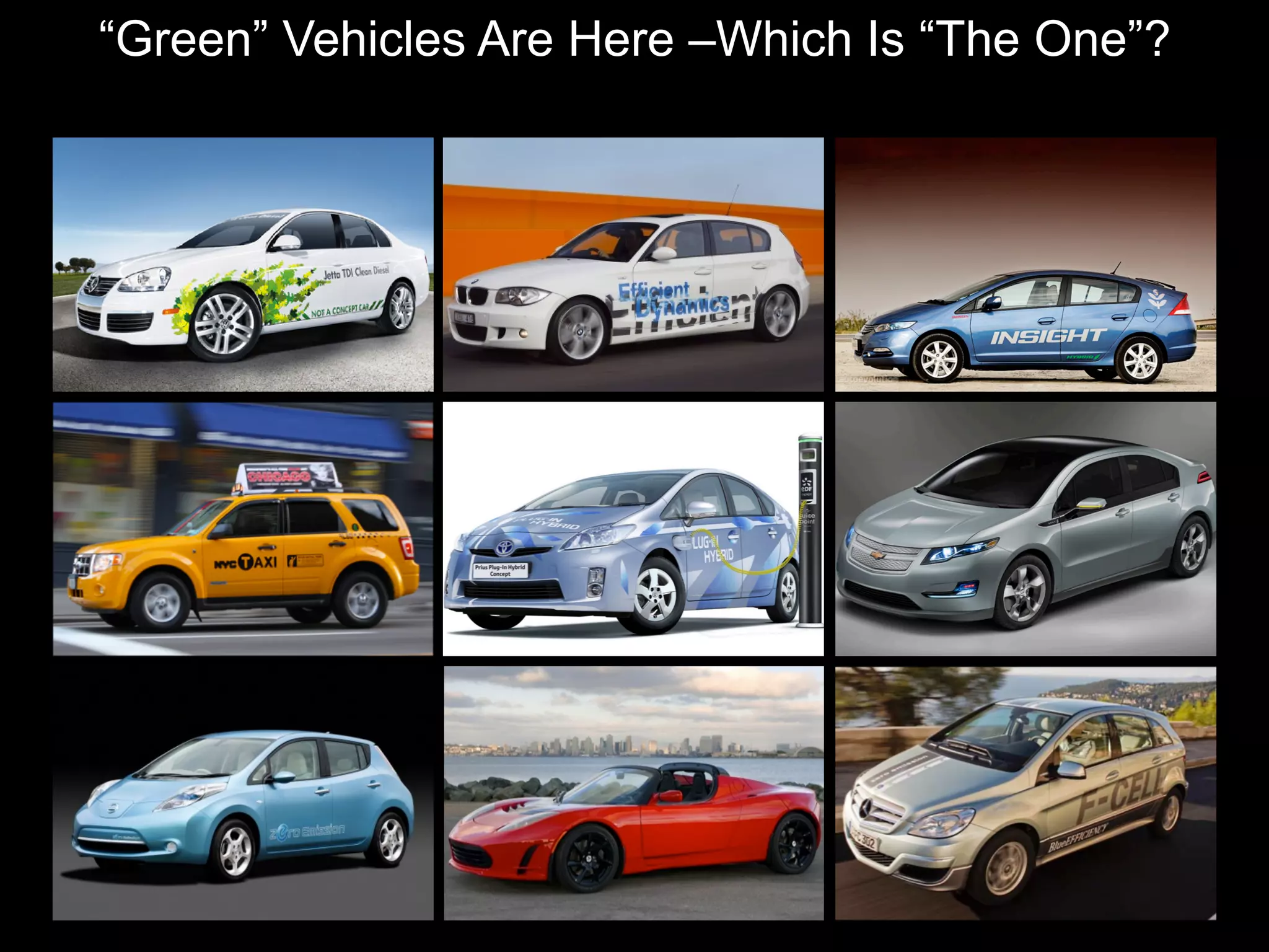 “Green” Vehicles Are Here –Which Is “The One”?
 