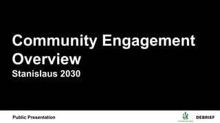 Public Presentation
Community Engagement
Overview
Stanislaus 2030
 