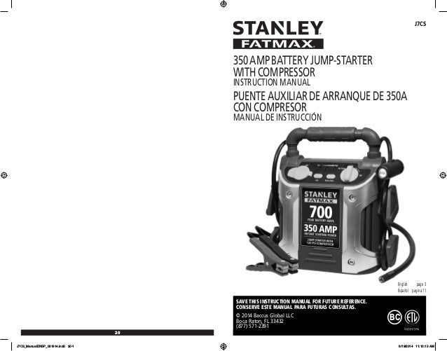 STANLEY FATMAX J7 CS Jump Starter 700 Peak 350 Instant Amps 120 PSI
