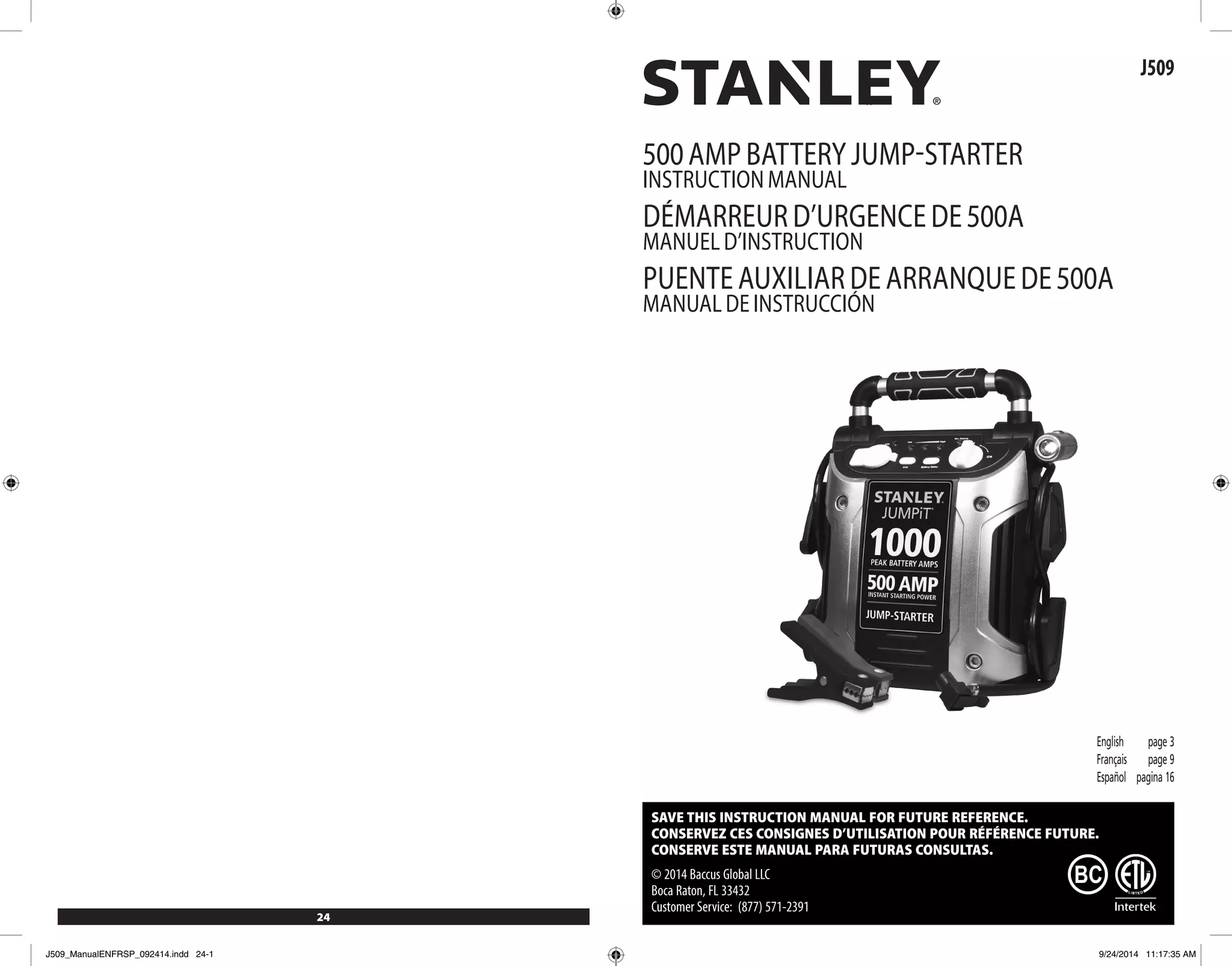 Stanley jump starter port identification chart J5C09 J7C09 J45TK JUS750CE