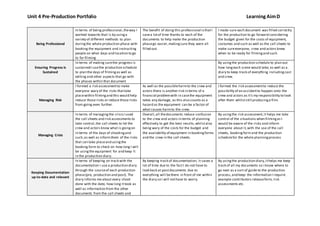 Stan media unit 4 learning aim d | DOCX