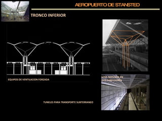 AEROPUERTO DE STANSTED TRONCO INFERIOR TUNELES PARA TRANSPORTE SUBTERRANEO EQUIPOS DE VENTILACION FORZADA LOSA NERVADA EN DOS DIRECCIONES 