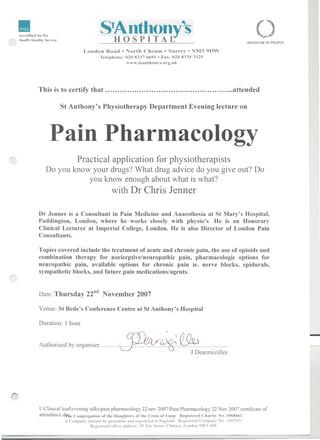 St Anthony's   pain pharmacology