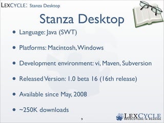 BNC Tech Forum 09: Lexcycle Stanza demo